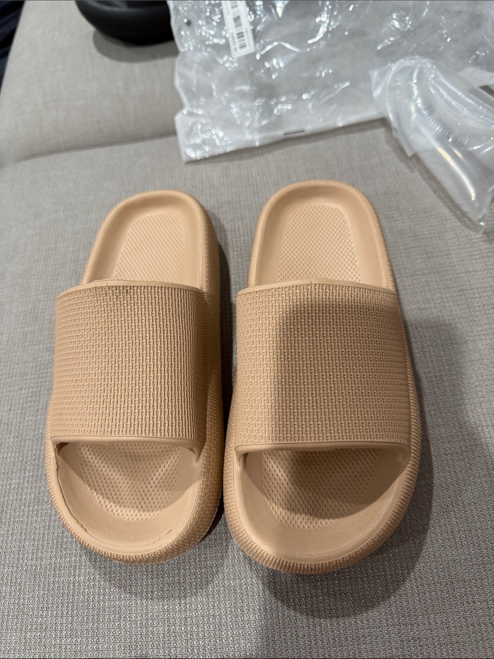 Neutral Beige Slide Sandals